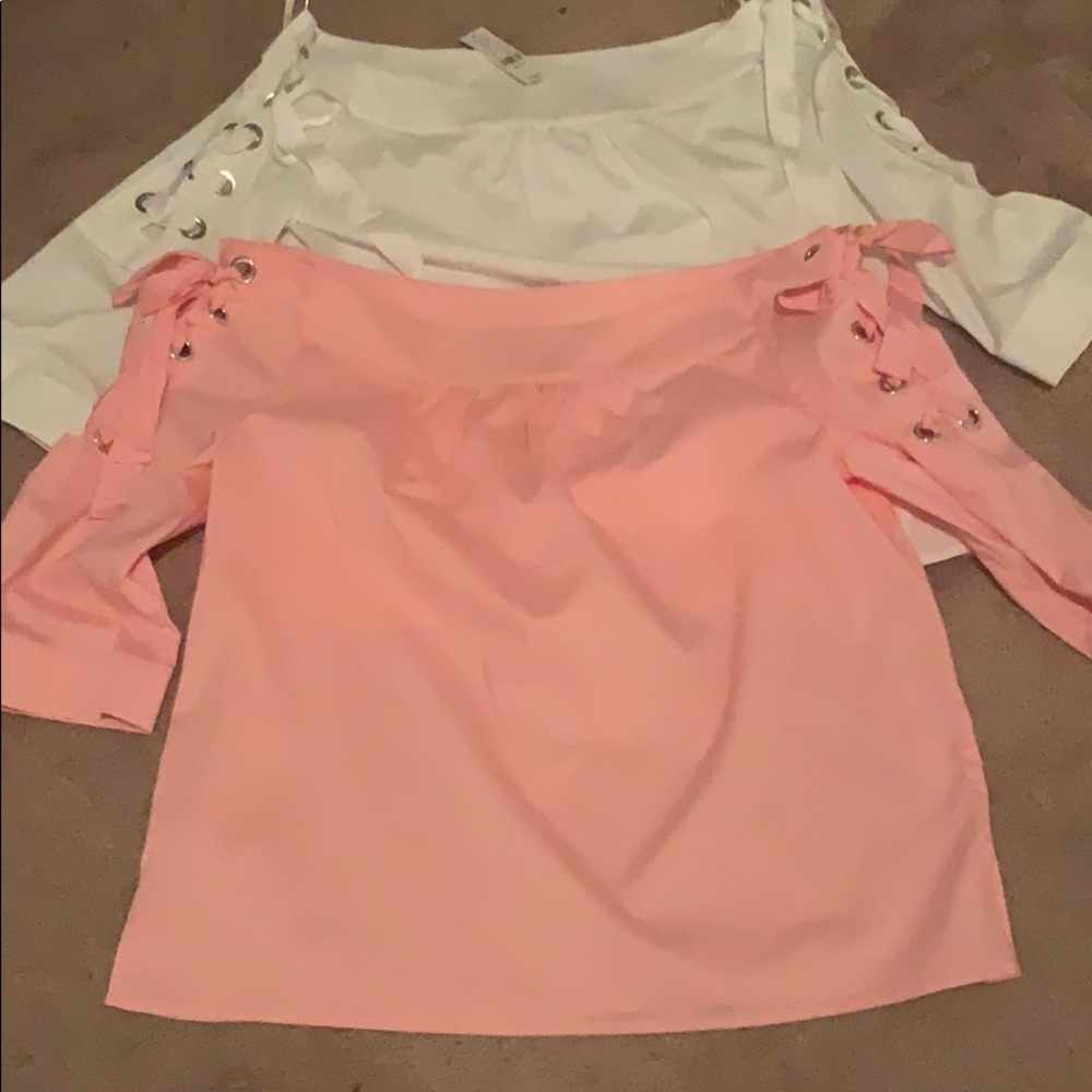 New York &Co Pink and White shirts